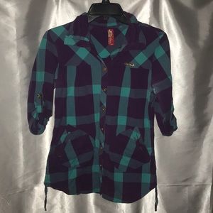 Apple 🍎 bottoms button up shirt Juniors size M